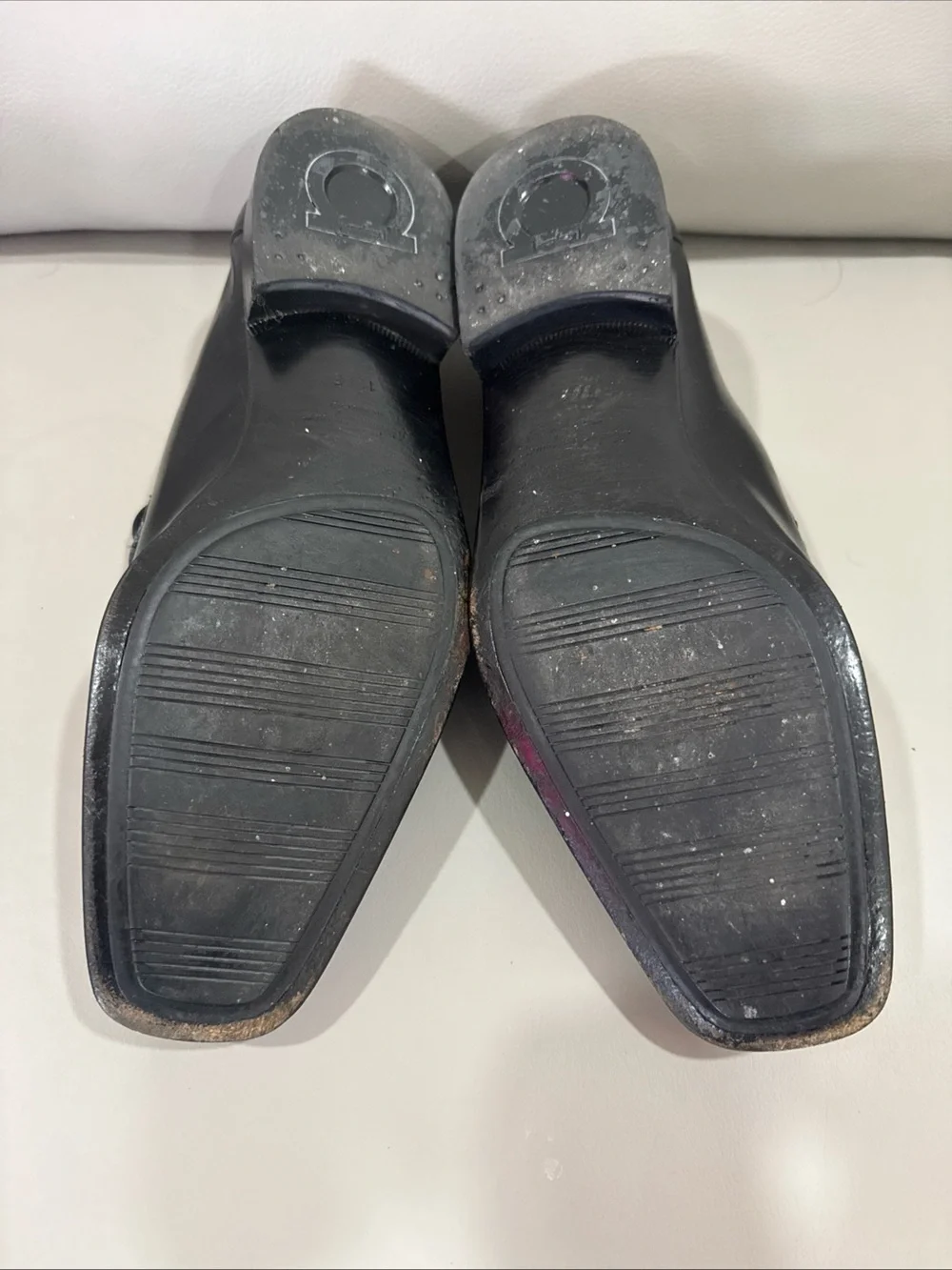 Salvatore Ferragamo Black Leather Slip-On Loafers with Silver Bit